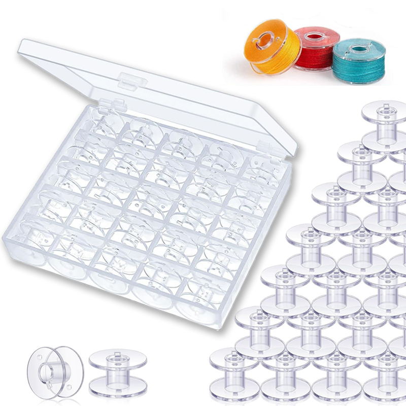 25個入り 家庭用ミシン用ボトムスレッドボビンセット 裁縫ア - Sewing Gauge Ruler のレビューと価格