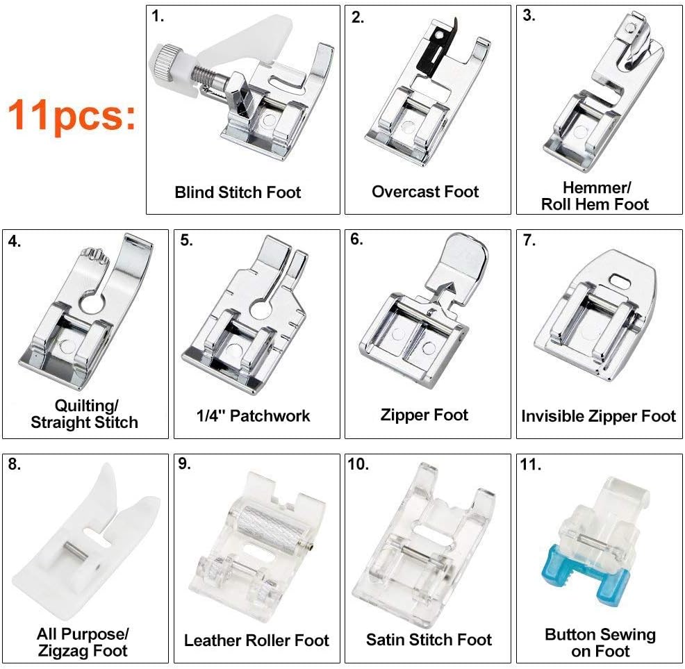 11個入り押さえ金具セット - ブラザー、シンガー、ベビーロ - Textile Sewing Machine のレビューと価格